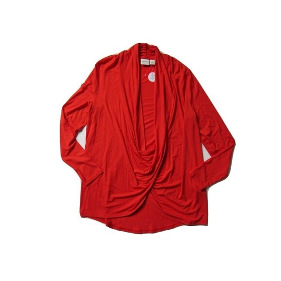 NWT Zenergy Chico's Raquel Orange Surplice Wrap Draped Jersey Layering Top 0 / S - Picture 1 of 5